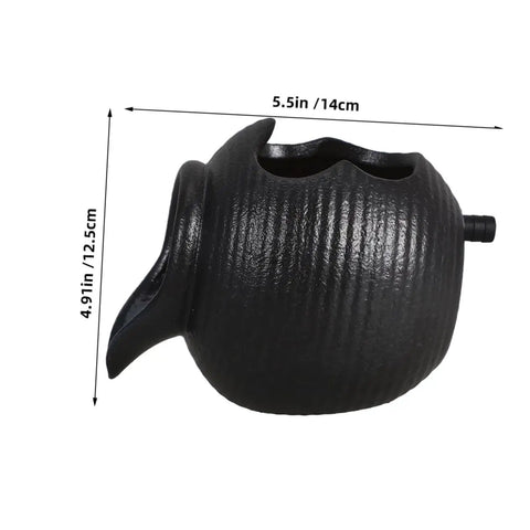 Open Top Design Indoor Outdoor Water Feature Pot For Hydroponic Plants And Fish Tanks, black ceramic with dimensions