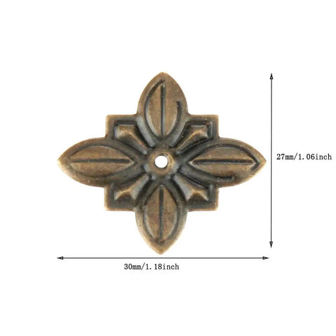 50 Pack Vintage Upholstery Nails Heavy Duty Iron Decorative Tacks For Furniture Makeover Rust Resistant Plated Surface, floral design, 30x27mm.