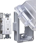 Rugged Nonmetallic Extra Duty In Use Cover Kit For 15 Amp WRTR GFCI Outlet With Self Test 1 Gang Clear And Gray Outdoor Weatherproof Cover