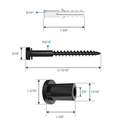 1-3/8 Inch Sliding Barn Door Track Spacers Replacement Kit With Adjustable Carbon Steel Connectors Including Lag Bolts