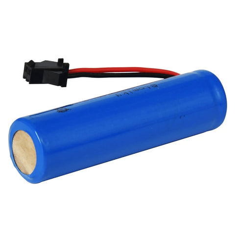 Monster Power 3.7V 1200mAh Li Ion RC Battery Pack with SM2P plug, cylindrical blue battery with connector for remote control vehicles.