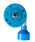 Front view of 1000W Micro Hydroelectric Generator 220V Water Turbine Single Pipe AC with blue casing and 75mm PVC inlet fitting