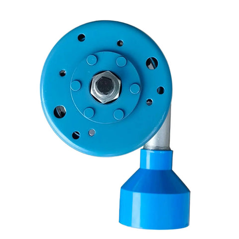 Front view of 1000W Micro Hydroelectric Generator 220V Water Turbine Single Pipe AC with blue casing and 75mm PVC inlet fitting