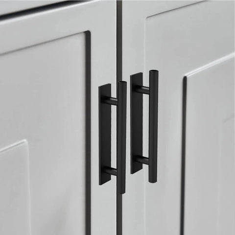 10 Pack Self Stick Push Pull Helper ABS Plastic Wardrobe Handles For Cabinets And Drawers Instant Adhesive Furniture Handles in black installed on cabinet doors