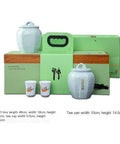 Top Shelf Ceramic Storage Jars With Lids Airtight Double Pantry Set Including Two Matching Teacups For Tea Coffee Spices And Cookies Kitchen Game Changer Keep Everything Fresh in green gift box.