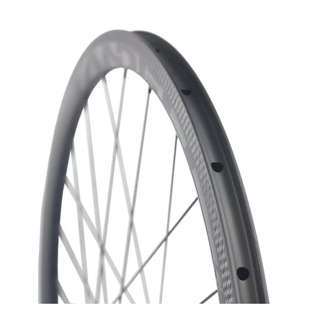 Close-up of Dope 700C Carbon Clincher Wheelset With 38mm Aero Rim Tubeless Ready Road Bike Wheels For Rim Brake