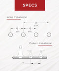 Specifications diagram for High Flow Roman Tub Rough In Valve No Frills For Four Hole Installations, showing measurements