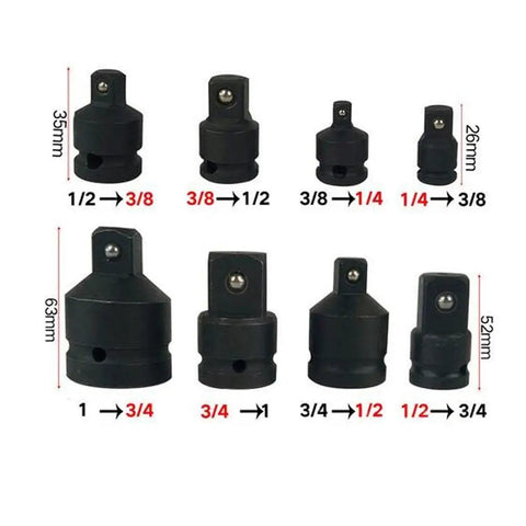 Top Tier Heavy Duty 6 Piece Socket Reducer Adapter Kit With High Strength Steel For Impact Wrenches And Ratchets Sliver Finish Drive Tools, 6 reducers