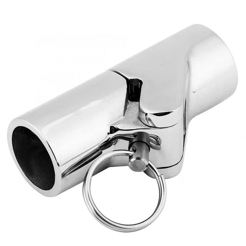 Marine Grade 316 Stainless Steel Boat Railing Pipe Connector Folding Swivel Coupling Tube Fitting For Saltwater Boats Built To Last Hardware 25mm 1 Inch Mirror Polish Finish Corrosion Resistant angled view