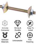 Straight Up Reliable M8 Metal Tabletop Fasteners And Countertop Block Connectors With Half Moon Nuts And Hex Bolt Screws, close-up of connector.