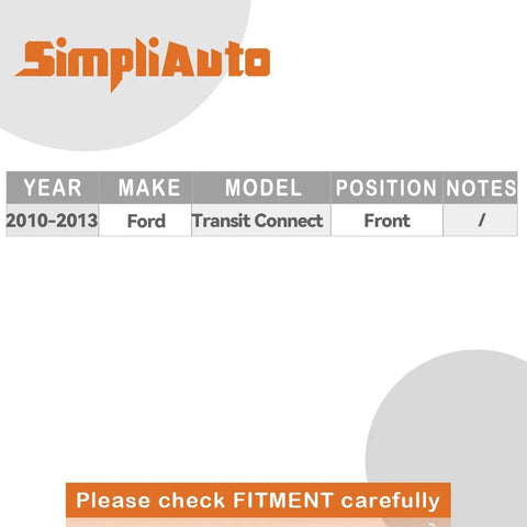 Compatibility chart for Ford Transit Connect 2010-2013 Front Wheel Hub Bearing Assembly 510106 fitment check.