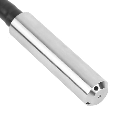 Close-up of 24 Volt DC Liquid Level Sensor with Four to Twenty Milliamp Output 0 to One Meter Range, stainless steel probe for tanks.