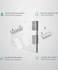 Stainless Steel Clamp On Glass Door Hinges For Shower Enclosures And Cabinets, No Drill Pivot Hardware For Frameless Panels, Fits 3mm To 12mm Glass