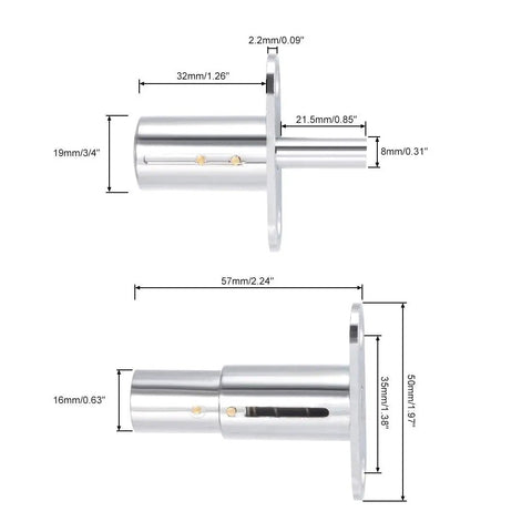 Top Shelf Zinc Alloy Push Plunger Lock With Keyed Alike Chrome Finish For Drawers Desks And Wardrobe Cabinets dimensions diagram.