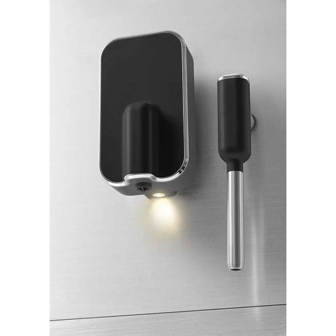 Fully Automatic Coffee Maker With Steam In Black Brings Home Barista Vibe With Six Drink Options From Ristretto To Large Coffee Plus Extra Strong Brews And Hot Water With A Stainless Steel Burr Grinder For Fresh Flavor on a sleek kitchen surface
