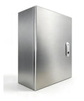Beefy Stainless Steel Electrical Junction Box Enclosure With Wire Entry Hole, Waterproof And Dustproof For Outdoor Power Distribution, Industrial Grade, Weatherproof, Secure Cable Management, front view