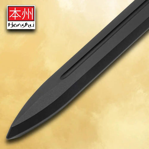 Close-up of Tough As Nails Polypropylene Training Dagger For Combat Practice showing blade tip and texture for martial arts drills.
