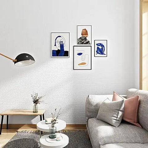 Solid Self Adhesive Insulating Wallpaper Roll Waterproof Moisture Proof Thermal Foam Wall Cover Easy Peel And Stick Bedroom Or Living Room Pink 50Cm X 12M No Fuss Setup in cozy living room with artwork.