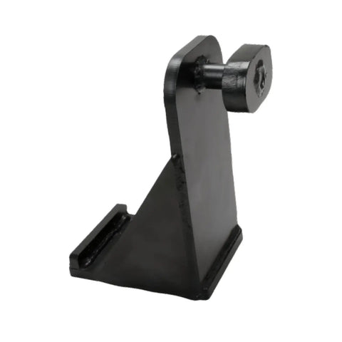 Heavy Duty Steel Container Lug Leveler And Hydraulic Vertical Jack Limit Block With Built Like A Tank angled view showing sturdy black steel construction.