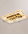 Slick Led Semi Flush Ceiling Fan Light Fixture With Remote Control And Modern Minimalist Rectangular Blades In Gold And Black Finish creates a chill vibe.
