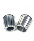 Ultra Precision ER40 Chuck Collet Set 2mm to 32mm Range With 0.008 Tolerance For Heavy Duty Machining And High Grade Durability Using American Slang Ready, showing two steel collets.