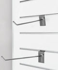 50 Pack Heavy Duty Workhorse Slatwall Hooks No Tools Needed In Silver Iron For Retail Shelves, Easy Setup Space Saving