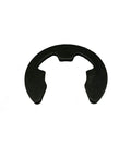 Single black E clip from Assorted E Clip Circlip Retaining Ring Set For Shafts In 65Mn Steel With Black Finish Range M2 To M24 Sizes Including M2 M2.5 M3 M3.5 M4 M5 M6 M7 M8 M9 M10 M11 M12 M13 M15 M19 M22 M24 Perfect For Machinery, Gearheads And Shop Pros.