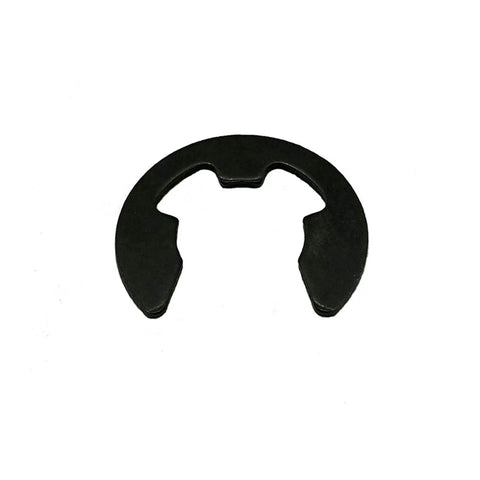 Single black E clip from Assorted E Clip Circlip Retaining Ring Set For Shafts In 65Mn Steel With Black Finish Range M2 To M24 Sizes Including M2 M2.5 M3 M3.5 M4 M5 M6 M7 M8 M9 M10 M11 M12 M13 M15 M19 M22 M24 Perfect For Machinery, Gearheads And Shop Pros.