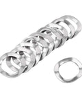 10 Pack 0.49 X 0.71 X 0.01 Inch 304 Stainless Steel Wave Spring Washers arranged, showing corrosion resistant design.