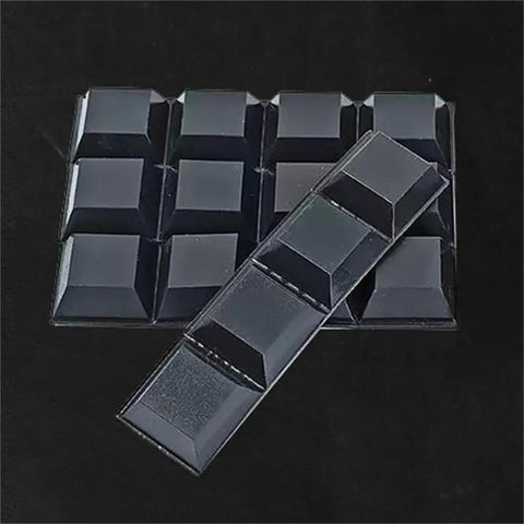 Dead Set Solid Self Adhesive Rubber Feet Pads With Super Sticky Backing Non Slip Furniture Bumpers shown in black, 16 pack with square design.