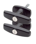 Keyed Alike T Handle Lock Set With Two Inch Shaft And One Half Inch Thread Includes Two K127 Keys Zinc Die Cast Black Pair