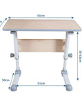 Height Adjustable Rolling Laptop Stand With Locking Wheels Folds Flat For Bed Or Couch, 80cm wide, light maple finish.