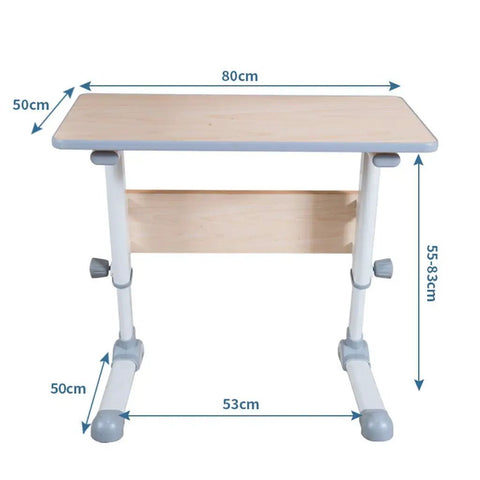 Height Adjustable Rolling Laptop Stand With Locking Wheels Folds Flat For Bed Or Couch, 80cm wide, light maple finish.