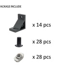 14 Piece 4040 Aluminum Extrusion Corner Brackets Set With 28 M8 T Slot Nuts And Bolts For 40 Series 4040 Extruded Aluminum T Slot Rails
