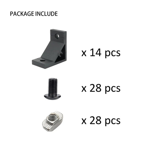 14 Piece 4040 Aluminum Extrusion Corner Brackets Set With 28 M8 T Slot Nuts And Bolts For 40 Series 4040 Extruded Aluminum T Slot Rails