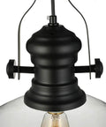Top view of Industrial Nautical Glass Pendant Light Fixture For Dining Room And Kitchen Island, black frame detail.