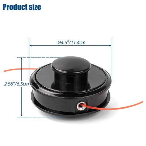 Trimmer Head Replacement For Echo Echomatic SRM210 SRM225 SRM230 SRM235 SRM2100 Straight Shaft Trimmers 21560070 Weed Wacker Head Durable ABS PVC Construction Easy Install And Reliable Performance shown with dimensions.