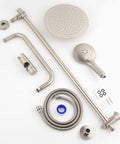 Components of Brushed Nickel Shower System With Adjustable Slide Bar And 10 Inch Rain Shower Head Plus Handheld Spray, Dual Shower Head Set With 59 Inch Stainless Steel Hose, Valve Not Included