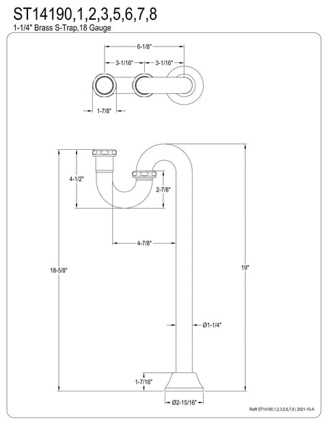 Vintage One And A Quarter Inch Brass S Trap With Brushed Brass Finish Heavy Duty 18 Gauge Tubing Inlet Connection Diagram