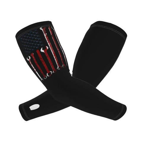 Snag These Chill Premium Arm Sleeves With Epic Us Flag Print Ultra Cool Ice Silk Fabric For All Day Sun Protection breathable UV guards.