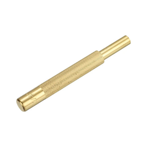 Premium Brass Drive Punch Quarter Inch Non Marring Alignment Pin Tool with a textured grip for precise watch repair and jewelry making.