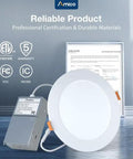 6 Pack 6 Inch Led Recessed Ceiling Lights Ultra Thin Slim Profile Selectable 5Cct Warm Cool White with certification documents.