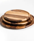 Stacked wooden kitchen organizers showcasing the 18 Inch Round Lazy Susan Turntable So Handy For Dining Tables And Pantries