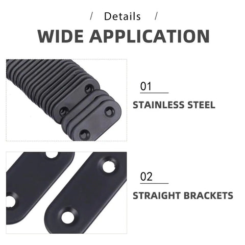 12 Piece Stainless Steel Flat Corner Brackets For Cabinet And Furniture Reinforcement With Screws Heavy Duty Mending Plates