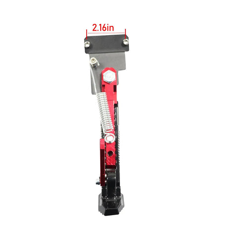 Front view of Universal Kickstand Bracket For Motorcycles Dirt Bikes And Scooters With 55mm Hole Spacing, steel construction.