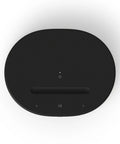 Top view of Move 2 Black Portable Bluetooth Speaker with touch controls and dual tweeters for rich stereo sound, crisp vocals, deep dynamic bass.