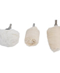 11 Piece Polishing Buffing Wheel Kit With Cotton Flannel Pads And Wax Rod Mount For Cordless Drills Laying Down A Smooth As Butter Finish On Metal Wood And Glass Every Time. Three cotton flannel buffing wheels with metal spindles.