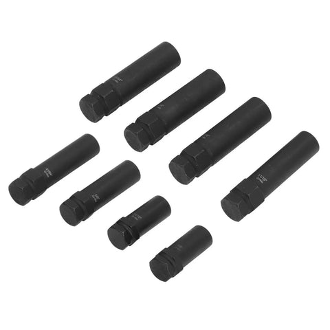 8 Piece Lug Nut Socket Set For Wheel Lock Removal With Thin Walled Spline Keys Cr Mo Steel Built Tough Heavy Duty Fits 5/8 to 13/16 Inch