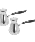 Turkish Coffee Pot 2 Pack With Easy Pour Spout For Stovetop Brewing And Melting Butter Stainless Steel Coffee Maker Design