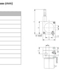 Technical drawing of 1000mm Draw Wire Encoder With 24V DC Supply And 4 20mA Output, Two Wire Position Sensor For Industrial Automation.